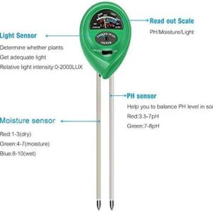 Toolazy Soil Test kit 3 in 1 Soil Moisture Light and pH Meter for Indoor or Outdoor Garden Care Perfect for Plants Fruits Flowers Vegetables Shrubs