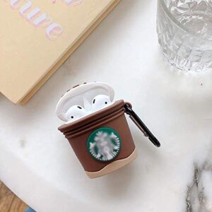 TXGOT 3D Cute Cartoon Airpods Cover Soft Silicone Rechargeable Headphone Cases,Shockproof Premium Protective Case with Keychain for Apple AirPods 1st/2nd Charging Case (Brown)