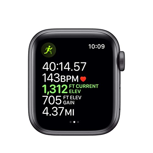 Apple Watch Series 5 (GPS, 44MM) - Space Gray Aluminum Case with Black Sport Band (Renewed)