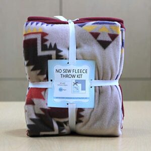native american design anti-pill no-sew throw fleece fabric kit (50x60)