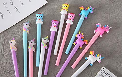 Chris.W 12 Pcs Unicorn Led Pens Bear Flashing Gel Ink Pens Light up Pen Glow in The Dark Kids Pen Birthday Party Favors Flashing Toy