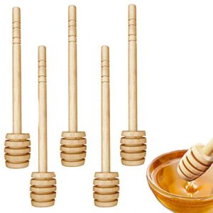 5 pack 6 inch mini wooden honey dipper sticks honey dippers jam muddler syrup stirrer for honey jar dispense drizzle honey