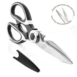 kitchen scissors - dishwasher safe stainless steel poultry shears, multi-function cooking scissors heavy duty
