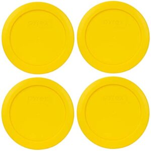 pyrex 7200-pc meyer yellow round plastic food storage lid - 4 pack made in the usa