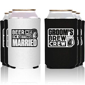 NeeNoNex Beer Me I'm Getting Married and Groom's Crew Crew Insulated Can Coolie Coolers (12, Beer Me + Brew Crew)