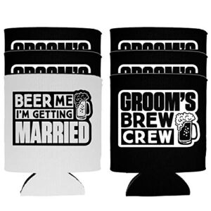 NeeNoNex Beer Me I'm Getting Married and Groom's Crew Crew Insulated Can Coolie Coolers (12, Beer Me + Brew Crew)