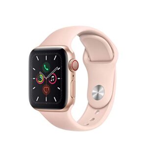 apple watch series 5 (gps + cellular, 40mm) - gold aluminum case with pink sport band (renewed)