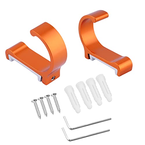 MroMax Wall Mounted Hook Robe Hooks Single Towel Hanger with Screws Aluminum Alloy Orange 2pcs