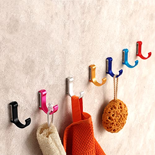 MroMax Wall Mounted Hook Robe Hooks Single Towel Hanger with Screws Aluminum Alloy Orange 2pcs