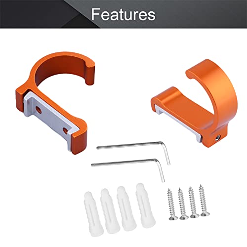 MroMax Wall Mounted Hook Robe Hooks Single Towel Hanger with Screws Aluminum Alloy Orange 2pcs