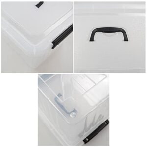 CadineUS 4-Pack Clear Plastic Storage Boxes, 12 L Storage Bin with Lid