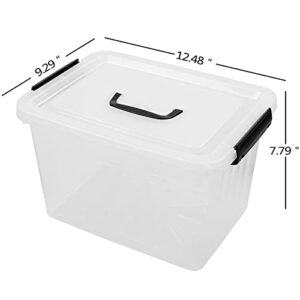 CadineUS 4-Pack Clear Plastic Storage Boxes, 12 L Storage Bin with Lid