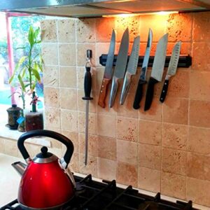 SUMPRI Magnetic Knife Holder (15 Inch X Set Of 4) Magnetic Knife Strip -Strong Powerful Knife Rack Storage Display Organizer-Securely Hang Your Knives On a Multipurpose Kitchen Bar-Safe, Easy Install