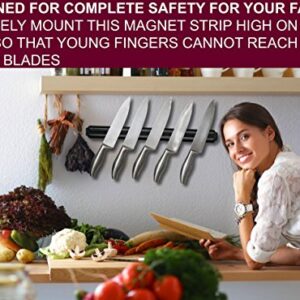 SUMPRI Magnetic Knife Holder (15 Inch X Set Of 4) Magnetic Knife Strip -Strong Powerful Knife Rack Storage Display Organizer-Securely Hang Your Knives On a Multipurpose Kitchen Bar-Safe, Easy Install