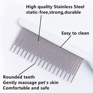 Pet Comb, Long and Short Teeth Comb for Dogs & Cats, Pet Hair Comb for Home Grooming Kit, Removes Knots, Mats and Tangles