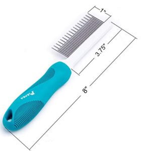 Pet Comb, Long and Short Teeth Comb for Dogs & Cats, Pet Hair Comb for Home Grooming Kit, Removes Knots, Mats and Tangles