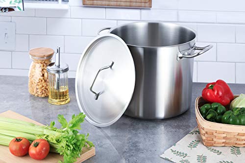 AmazonCommercial 12 Qt. Stainless Steel Aluminum-Clad Stock Pot with Cover