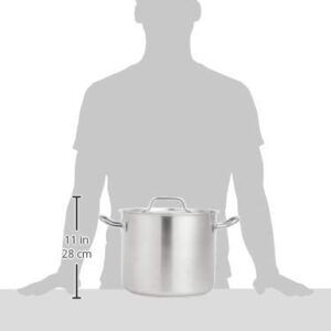 AmazonCommercial 12 Qt. Stainless Steel Aluminum-Clad Stock Pot with Cover