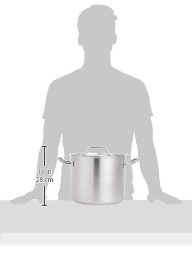 AmazonCommercial 12 Qt. Stainless Steel Aluminum-Clad Stock Pot with Cover