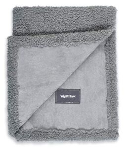 west paw big sky dog blanket and throw – pet blankets for furniture, couches, chairs – silky soft fleece dog blankets, machine washable faux suede material – boulder grey color – small