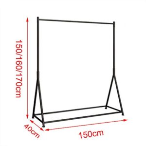 Free Standing Clothes Rail,Iron Simple Hanging Carboot Display Rail,Shelf Clothing Store Durable, Wear/Black / 150×150×40cm