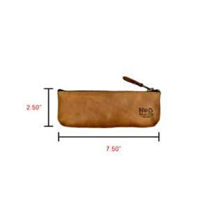 Hide & Drink, Durable Leather Pencil Pouch, Pen Case, Work Accessories, Student & Professionals Essentials, Handmade Includes 101 Year Warranty :: Single Malt Mahogany