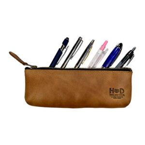 Hide & Drink, Durable Leather Pencil Pouch, Pen Case, Work Accessories, Student & Professionals Essentials, Handmade Includes 101 Year Warranty :: Single Malt Mahogany