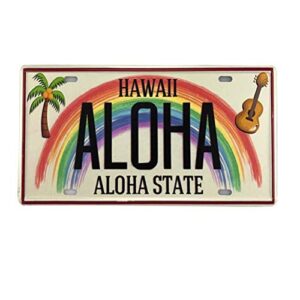 angeloken new retro vintage license plate hawaiian aloha state tin sign for home decor wall plaque 6''x12''