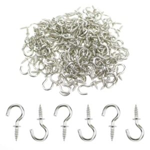 mini ceiling screw hooks, 200 pieces 1/2 inch cup hooks screw-in hooks for hanging plants mug arts decorations，silver