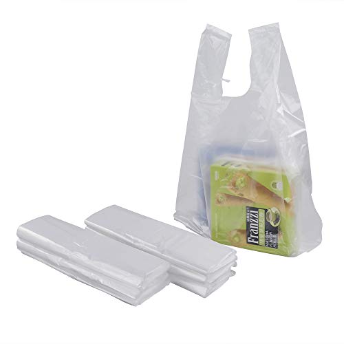 Lesbin Clear Plastic Handle T-shirt Shopping Bags, 400 Counts Reusable Carryout Bags