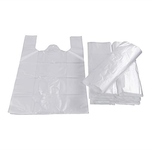 Lesbin Clear Plastic Handle T-shirt Shopping Bags, 400 Counts Reusable Carryout Bags