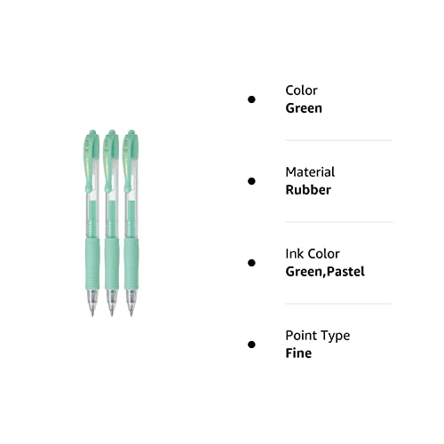 Pilot G2 Retractable Pastel Gel Ink Rollerball Pens, Fine Point 0.7mm, Green, 3 Count