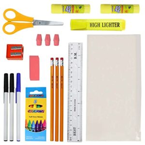 22 piece bulk school supplies kit for k-12 - essential box of school supplies for elementary, middle, and high school students
