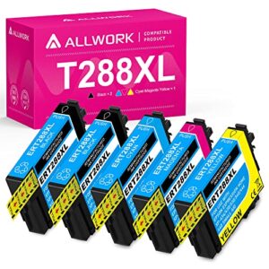allwork 5 packs remanufactured t288xl ink cartridges replacement for epson 288xl t288xl 288 t288 high yield ink for expression xp-430 xp-434 xp-440 xp-446 xp-340 xp-330-2 black1 cyan1 magenta1 yellow