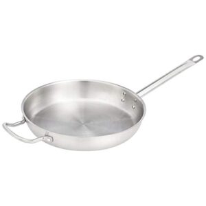 amazoncommercial 12" stainless steel aluminum-clad fry pan with helper handle