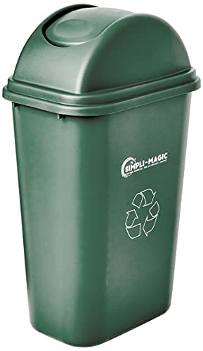 Simpli-Magic 79231 Swing-Top Lid Recycle Bin, Basic, Green