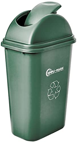 Simpli-Magic 79231 Swing-Top Lid Recycle Bin, Basic, Green