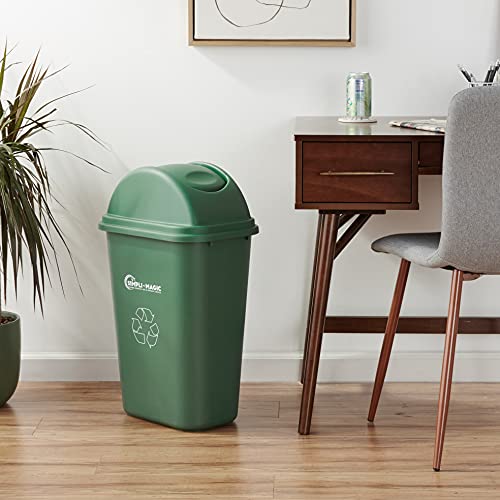 Simpli-Magic 79231 Swing-Top Lid Recycle Bin, Basic, Green