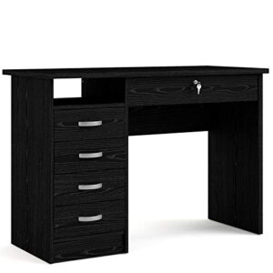 tvilum desk with 5 drawers, black woodgrain