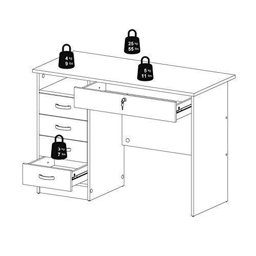 Tvilum Desk with 5 Drawers, Black Woodgrain