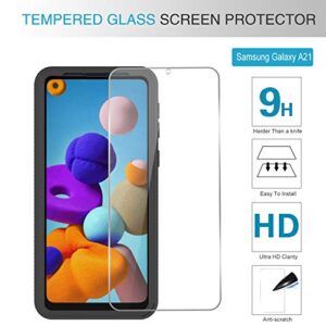 LeYi for Samsung Galaxy A21 Case, Samsung A21 Case, Galaxy A21 Phone Case with [2X Glass Screen Protector], Full-Body Protective Rugged Hybrid Bumper Shockproof Clear Phone Case for A21, Black