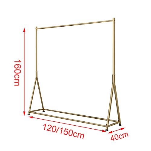 Iron Floorstanding Clothes Rail,Fashion Simple Garment Hanging Display,Mall Clothing Store/Golden / 120×160×40cm