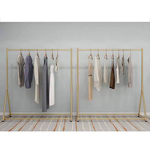 Iron Floorstanding Clothes Rail,Fashion Simple Garment Hanging Display,Mall Clothing Store/Golden / 120×160×40cm