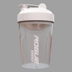 rogue energy shaker bottle | 16-ounce, 500ml, bpa free, dishwasher safe, clear and white (showcase edition)