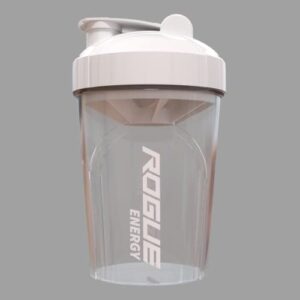 Rogue Energy Shaker Bottle | 16-Ounce, 500ml, BPA Free, Dishwasher Safe, Clear and White (Showcase Edition)