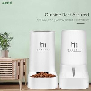 Marchul Cat Dog Feeder and Waterer Pet Self-Dispensing, Automatic Cat Feeders, Cat Food Dispenser, Gravity Food Feeder and Waterer Set with Pet Food Bowl for Pets Puppy Kitten (Feeder+Waterer)