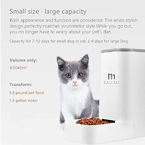 Marchul Cat Dog Feeder and Waterer Pet Self-Dispensing, Automatic Cat Feeders, Cat Food Dispenser, Gravity Food Feeder and Waterer Set with Pet Food Bowl for Pets Puppy Kitten (Feeder+Waterer)
