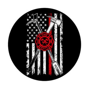 Patriotic Design Axe Halligan Thin Line Red Firefighter PopSockets PopGrip: Swappable Grip for Phones & Tablets