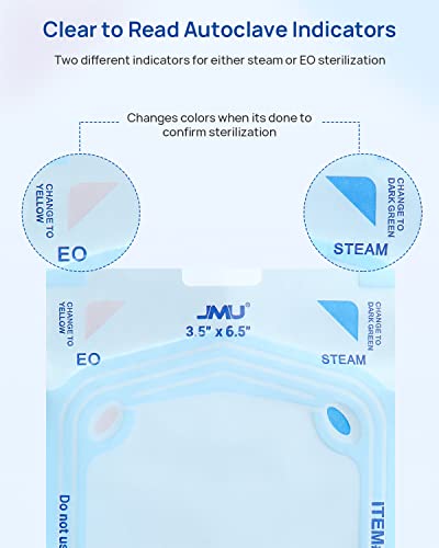 JMU Self Sealing Sterilization Pouches 3.5" x 10" (3.5x9) Autoclave Sterilizer Bags, 200/Box