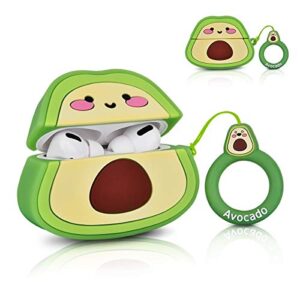 airspo case compatible with airpods pro cute cartoon airpod case for kids girls teens boys fashion soft silicone character protective skin for airpods pro carrying case (avocado)